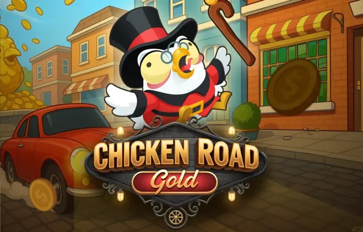 Chicken Road Gold slot logo by InOut at Hugo Casino