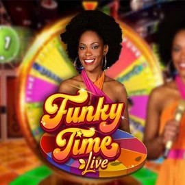 Funky Time slot logo by Evolution at Hugo Casino